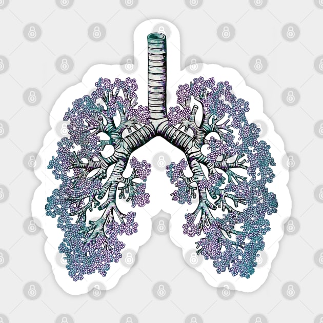 Lung Anatomy, Cancer Awareness Sticker by Collagedream